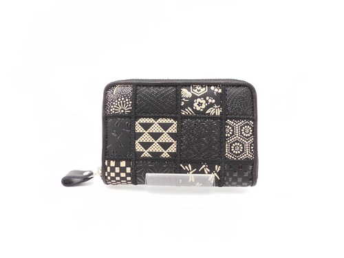 パッチワーク印傳　ファスナー財布角型　モノトーン