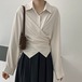 ブラウス シャツ カラーシャツ レディース 長袖 ３way クロスデザイン ウエストマーク シャツカラー グリーン ベージュ シンプル 長袖シャツ ゆったり 個性的 おしゃれ オフィスコーデ