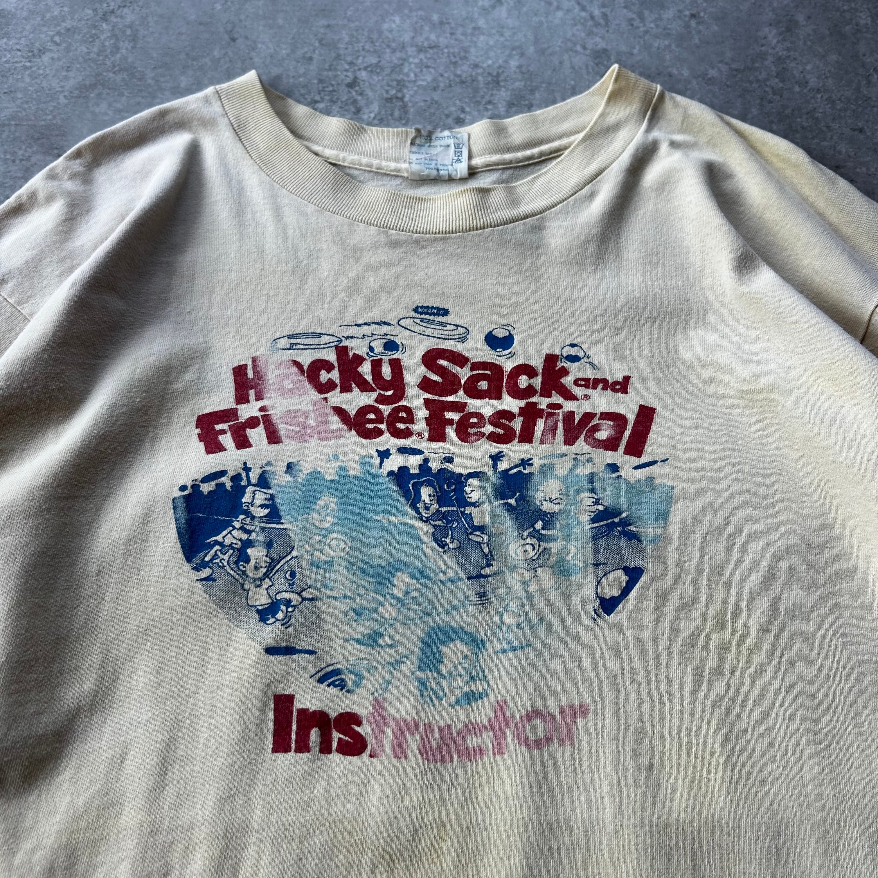 80s VANS バンズ イベントtシャツ USA製 ライトイエロー L 袖プリ