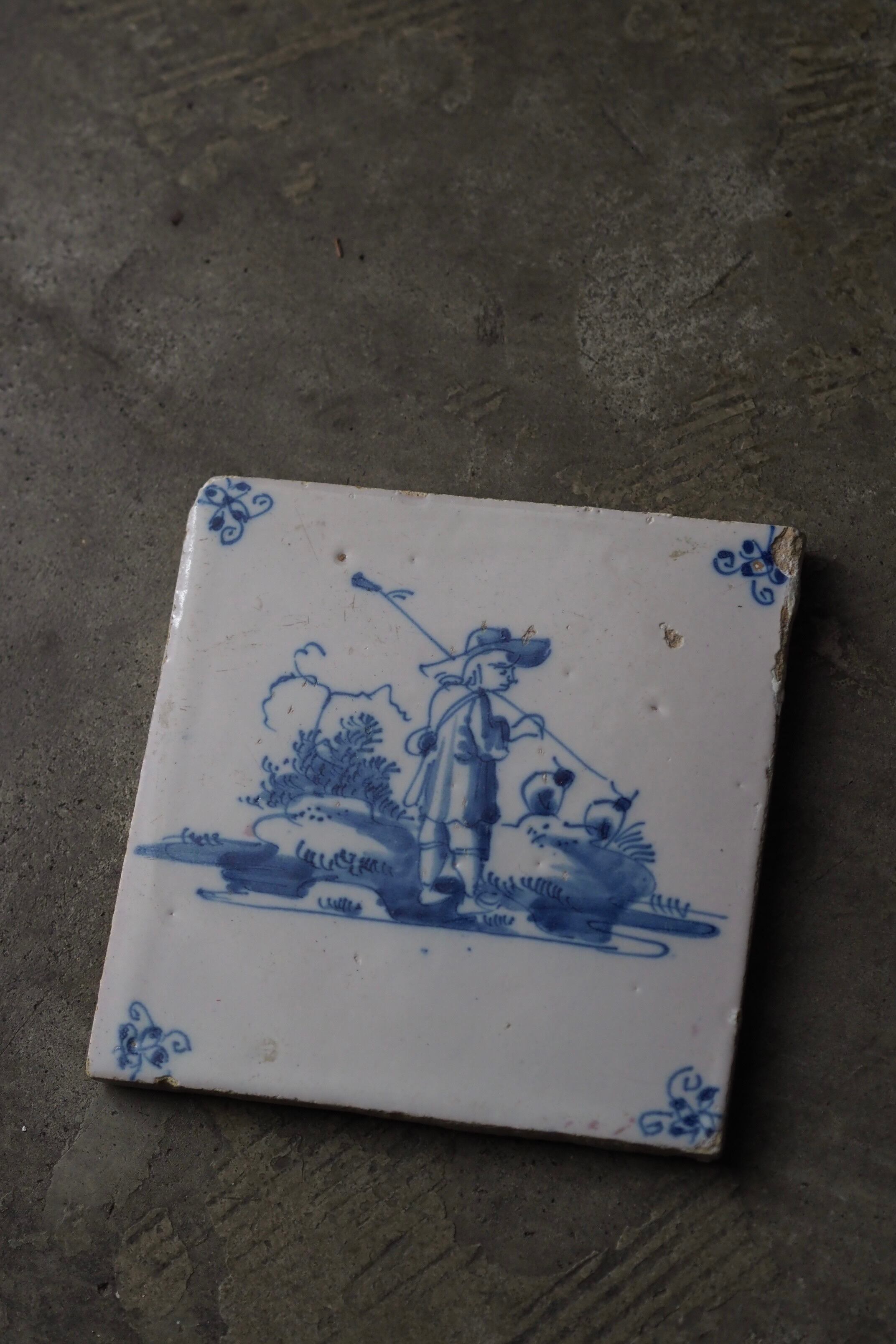 デルフトタイル デルフトタイル 種子撒く人-antique delft tile | アンティーク