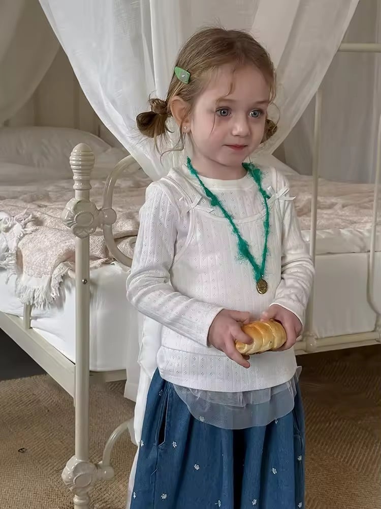 2color透かしコットンレイヤードトップス