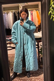 【送料無料】80's European long down coat MADE IN Portugal