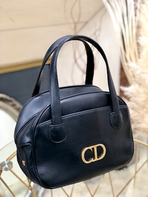 Christian Dior　クリスチャン ディオール　CDモチーフ　エンボスレザー　ハンドバッグ　ブラック　vintage　ヴィンテージ　オールド　c7ce8c