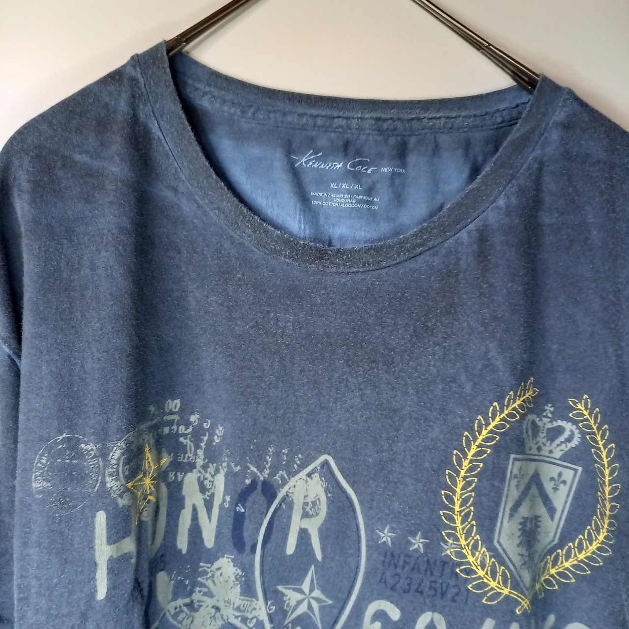 ケネスコール　クルーネック　プリントTシャツ　オーバーサイズ　ネイビー　XL