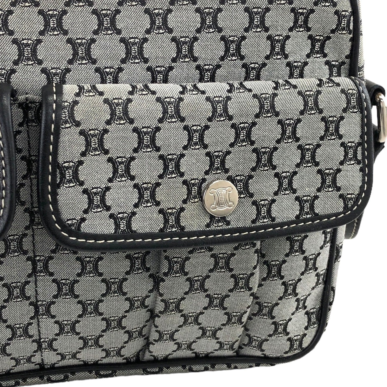 CELINE セリーヌ マカダム ショルダーバッグ ブラック キャンバス