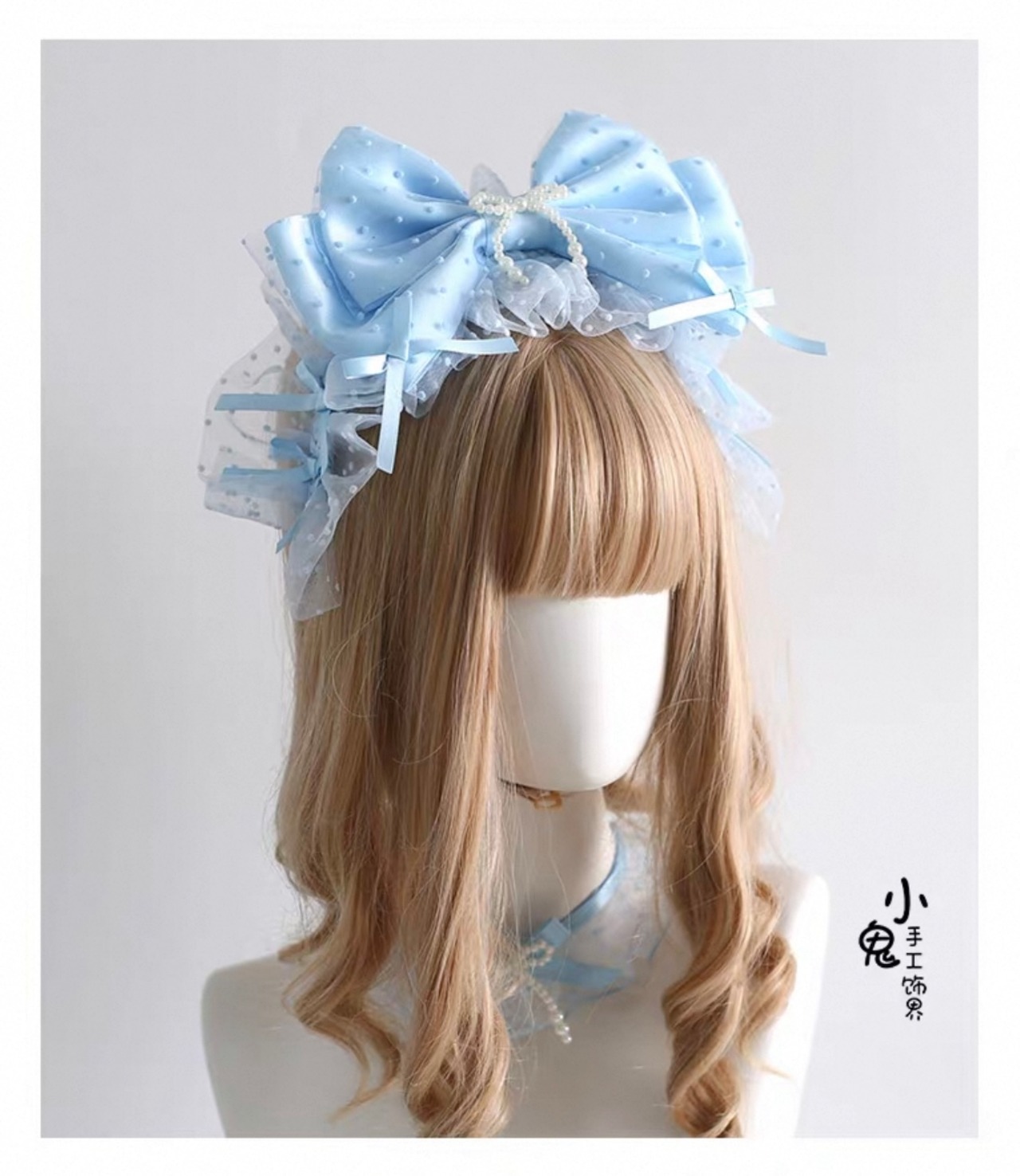 ♡ ドット柄 チュールリボン フリルレースカチューシャ red ♡