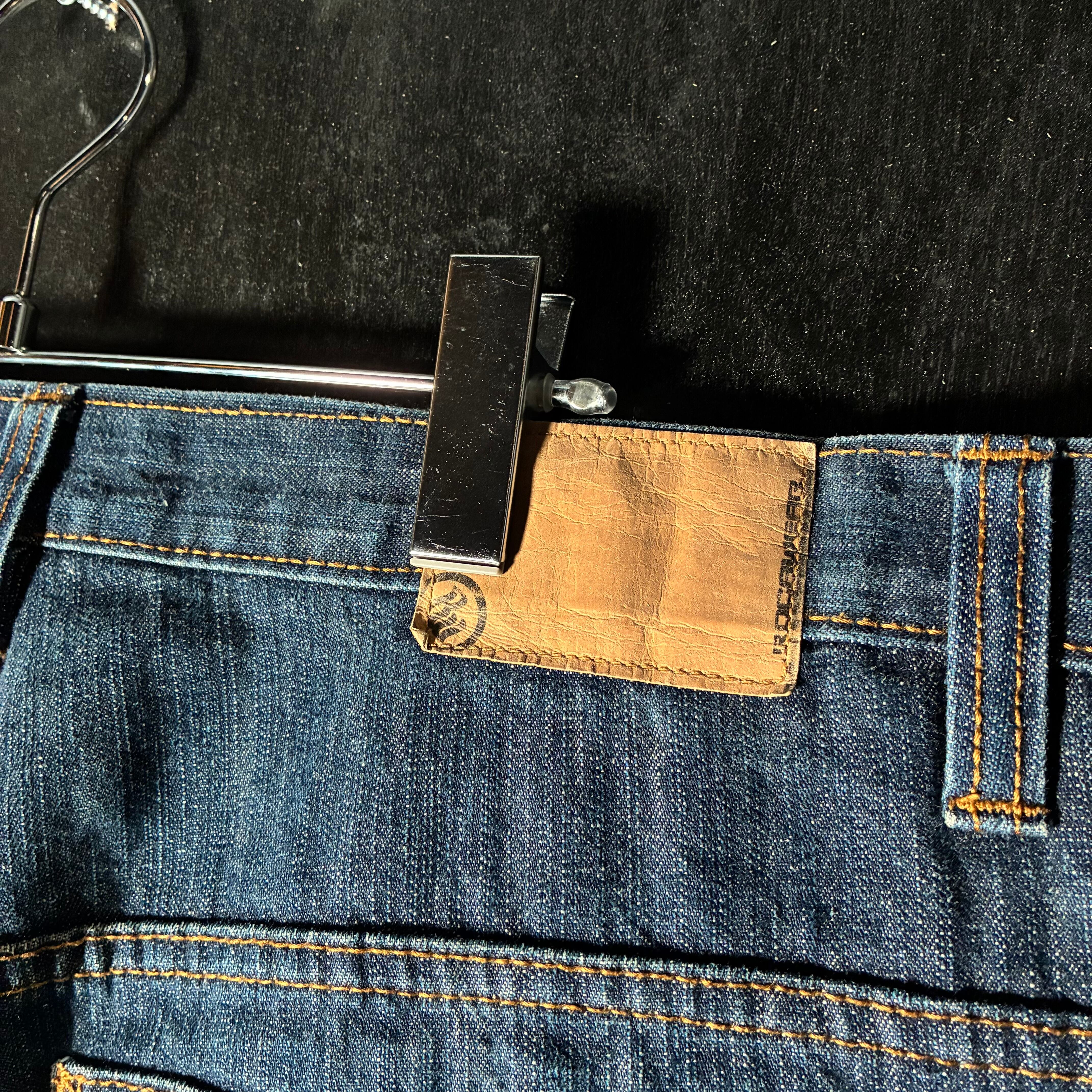 90s ROCAWEARロカウェア 背面刺繍バギーデニムW36 古着 B2600 