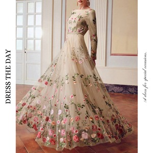 フローラルシフォンワンピース W0014