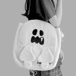 【無言のあいさつ。】「おててが揺れてる！」で笑顔に。通勤通学対応ふわふわオバケトートバッグ【A4/無言で繋がる】