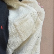 mouton leather switching design knit blouson