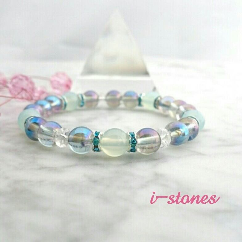 パワーストーン革五つマジック編みブレスレット | クラフトレザー