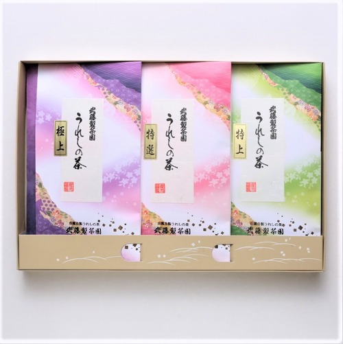 ３本セットＡ　（極上茶・特選茶・特上茶　各１本）箱入り