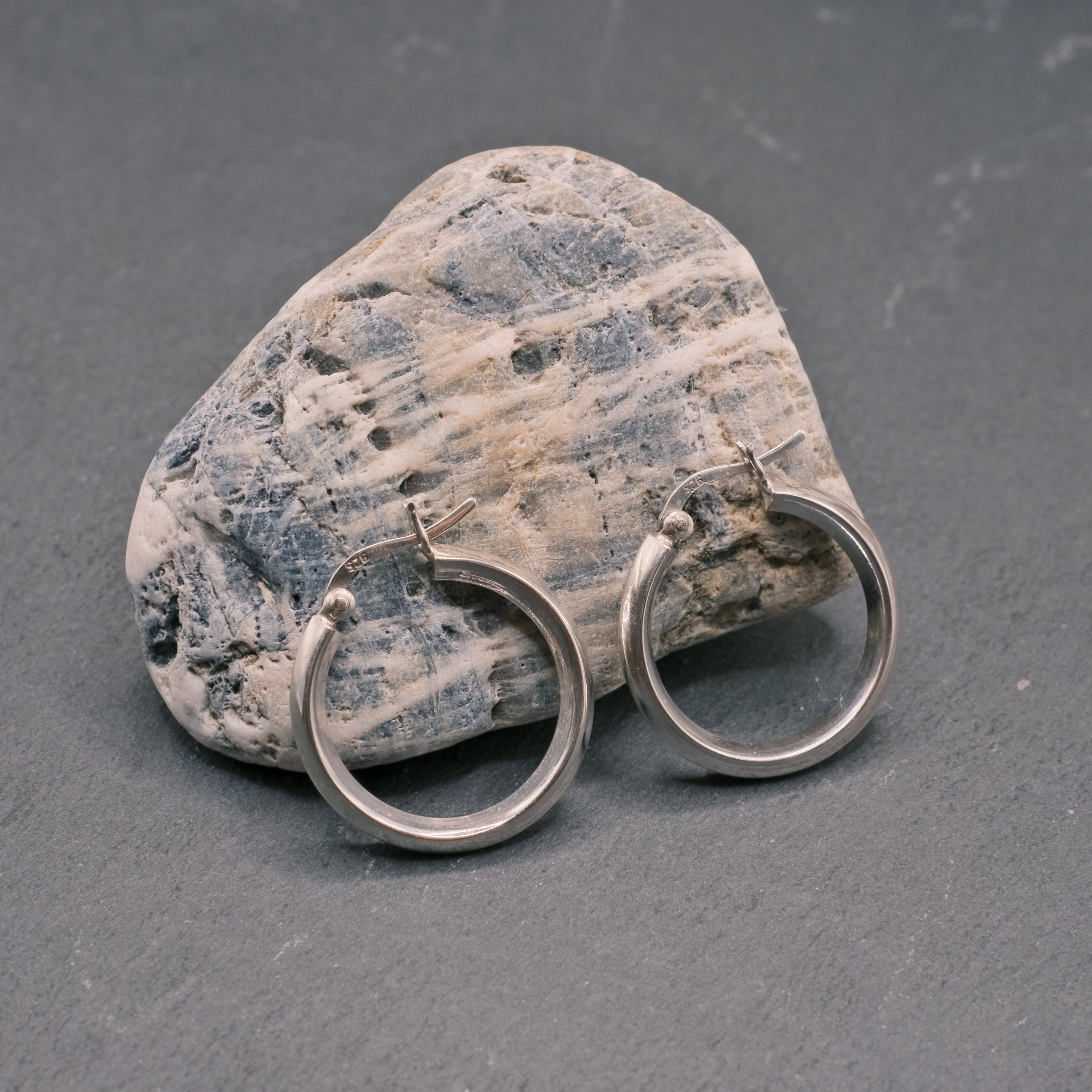 シルバー925 Silver ビッグ甲丸フープピアス/軽研磨仕上げ/両耳