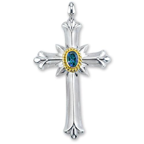 【鷲見太郎 Pendant ペンダント】Newクロスペンダントw/レインボートパーズK18カップ/オーバル5×7【送料無料】