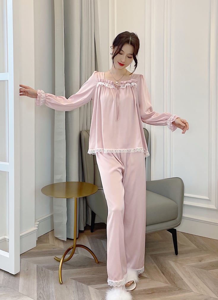 パジャマ 部屋着 お泊り 可愛い ピンク ルームウェア 韓国 XL