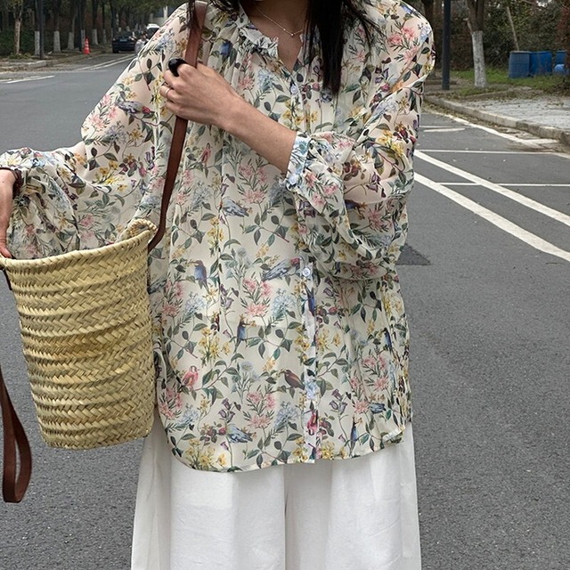 botanical print blouse　10917