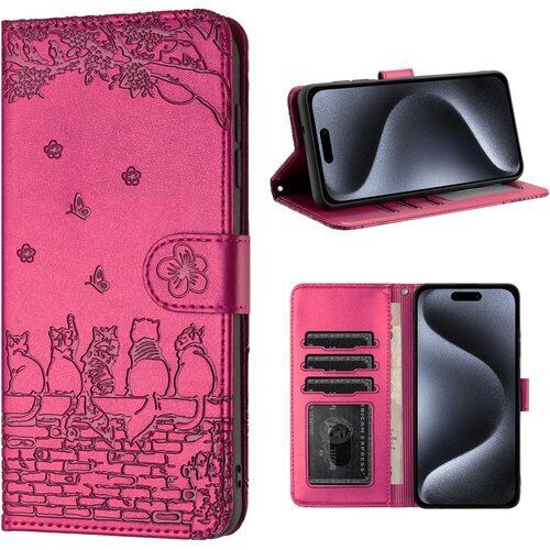 iPhone 15 pro ケース 手帳型 人気 アイフォン 15プロ ケース 手帳型 おしゃれ iPhone 15プロ ケース 手帳型 かわいい猫と美しい桜柄 iPhone15 pro 手帳型 ケース PUレザー 本革 耐衝撃 アイフォン15pro ケース カバー 手帳型 スマホケース 携帯カバー case カード収納 マグネット式 スタンド機能 お洒落 軽量 6.2インチ ローズレッド 2152