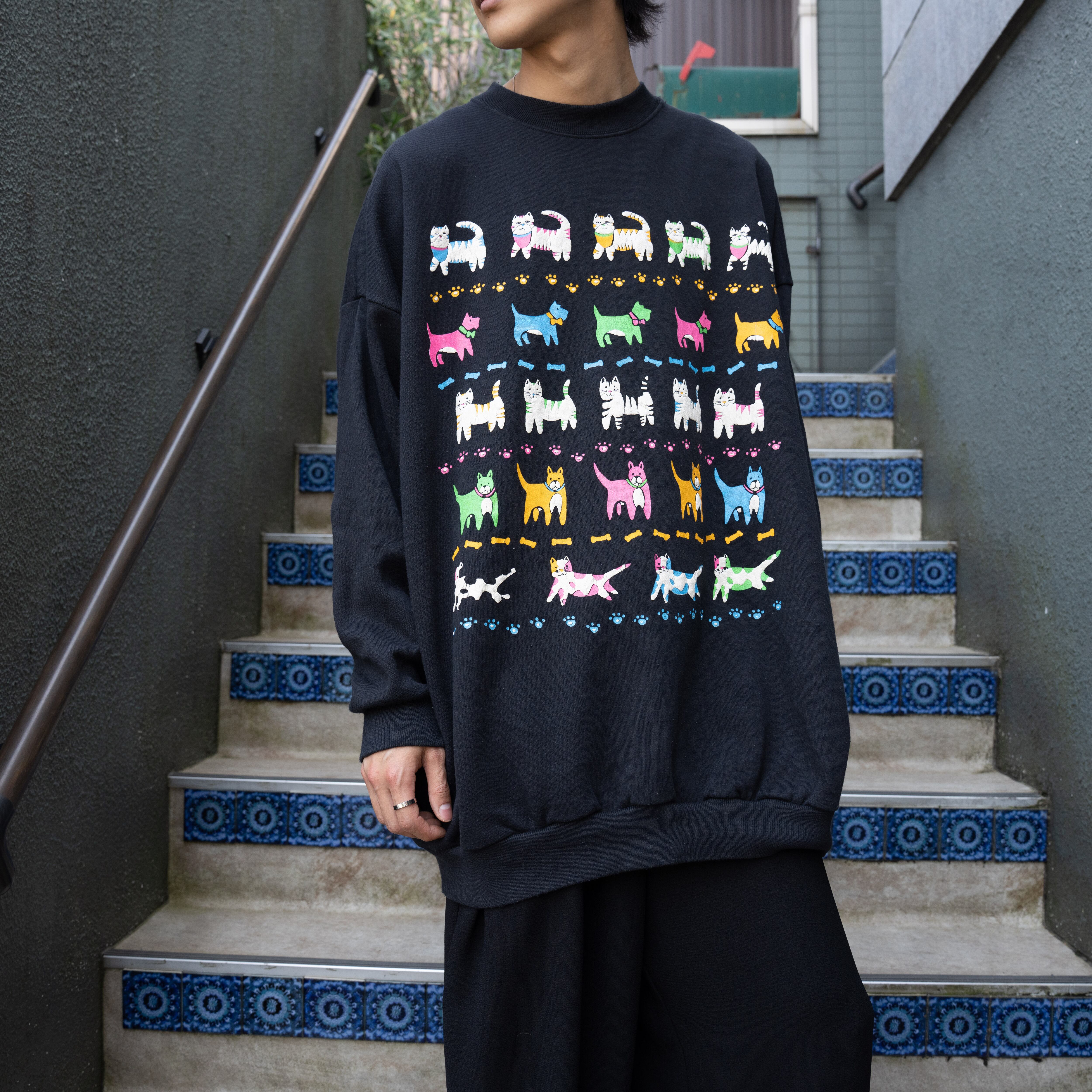 USA VINTAGE MANY CATS DESIGN OVER SWEAT SHIRT/アメリカ古着たくさん ...
