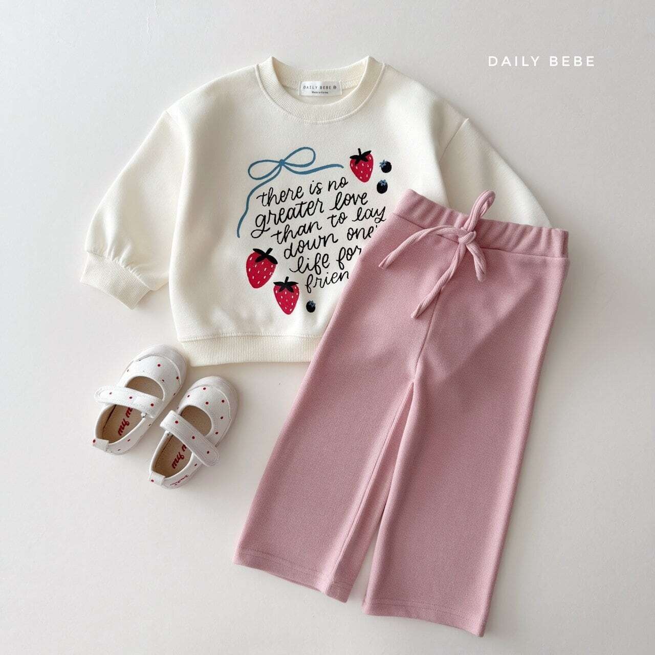 【取寄】Dailybebe ストロベリーリボントレーナー｜秋服｜韓国子供服｜26/AT