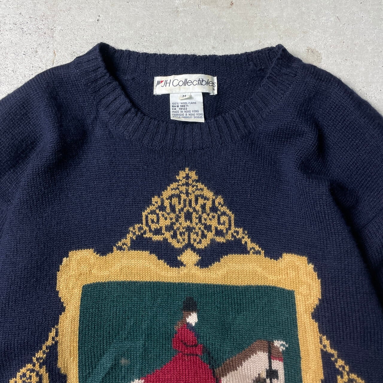 90年代 JH Collectibles 織り柄 ウールニットセーター メンズM 古着