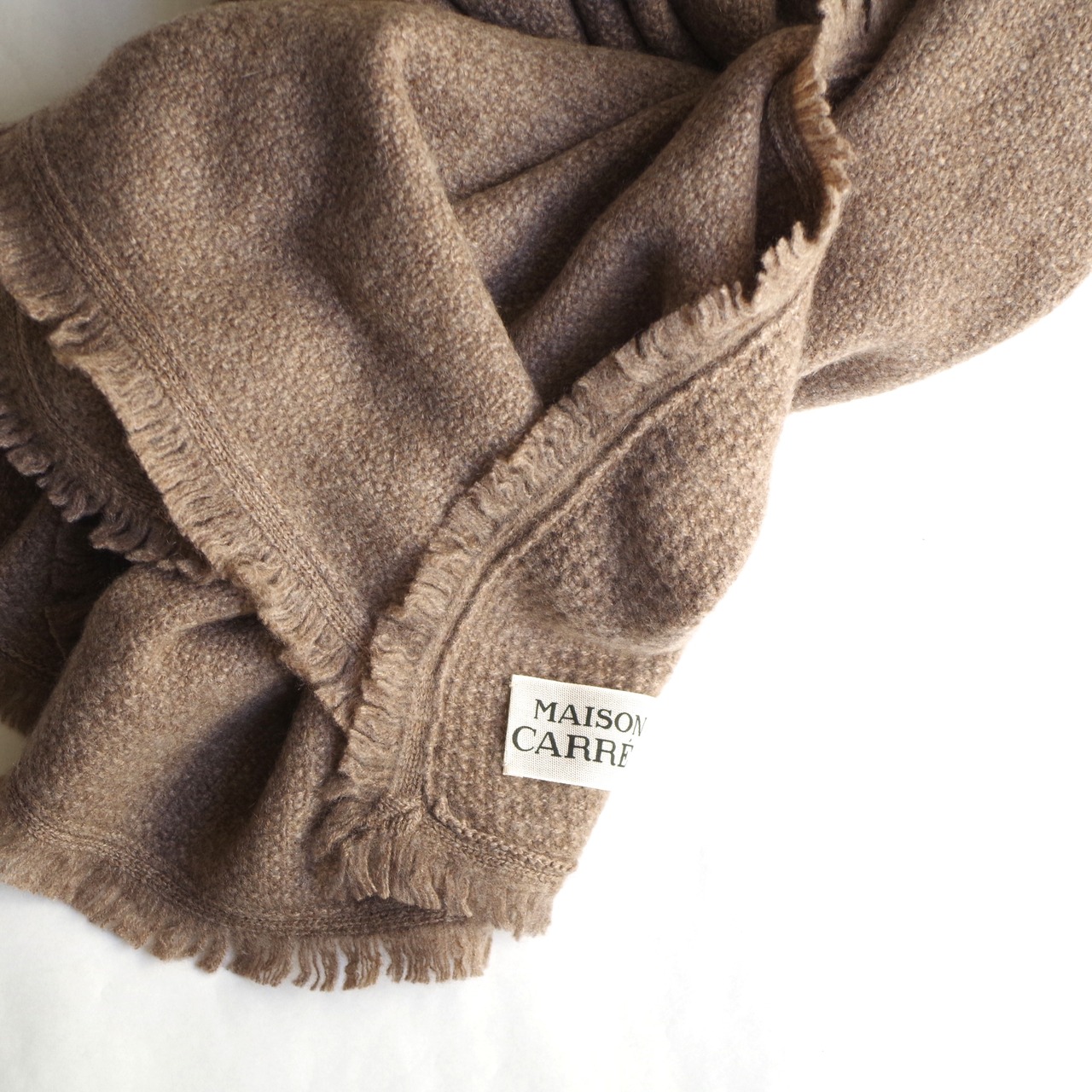 MAISON CARRÉE CASHMERE Fringe STOLE "SAND BEIGE"　