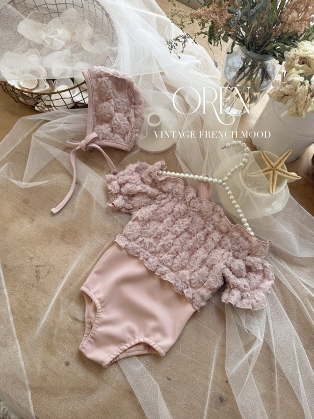 ˚.꒰ swim ꒱.˚  baby【予約商品】2025夏新作 OREN オレン 2色展開  ラベンダー ミニローズ(帽子つき)
