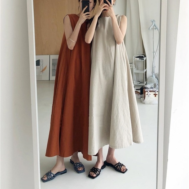 ワンピース ドレス レディース 送料無料 2色 フレアスリーブ リネンライク ロング ミモレ丈 ノースリーブ Aライン シースルー クルーネック シャーリング シフォン ウエストマーク ハイウエスト ウエストゴム切り替え 大人可愛い シンプル 上品 おしゃれ 大人女子 こなれ感 ラブリー キュート ガーリー エレガント モダン 抜け感 S M L XL 青 ブルー 花柄 小花柄 フラワー ボタニカル 春 夏 秋 10代 20代 30代 デート お出かけ 旅行 海 プール 普段使い 体系カバー