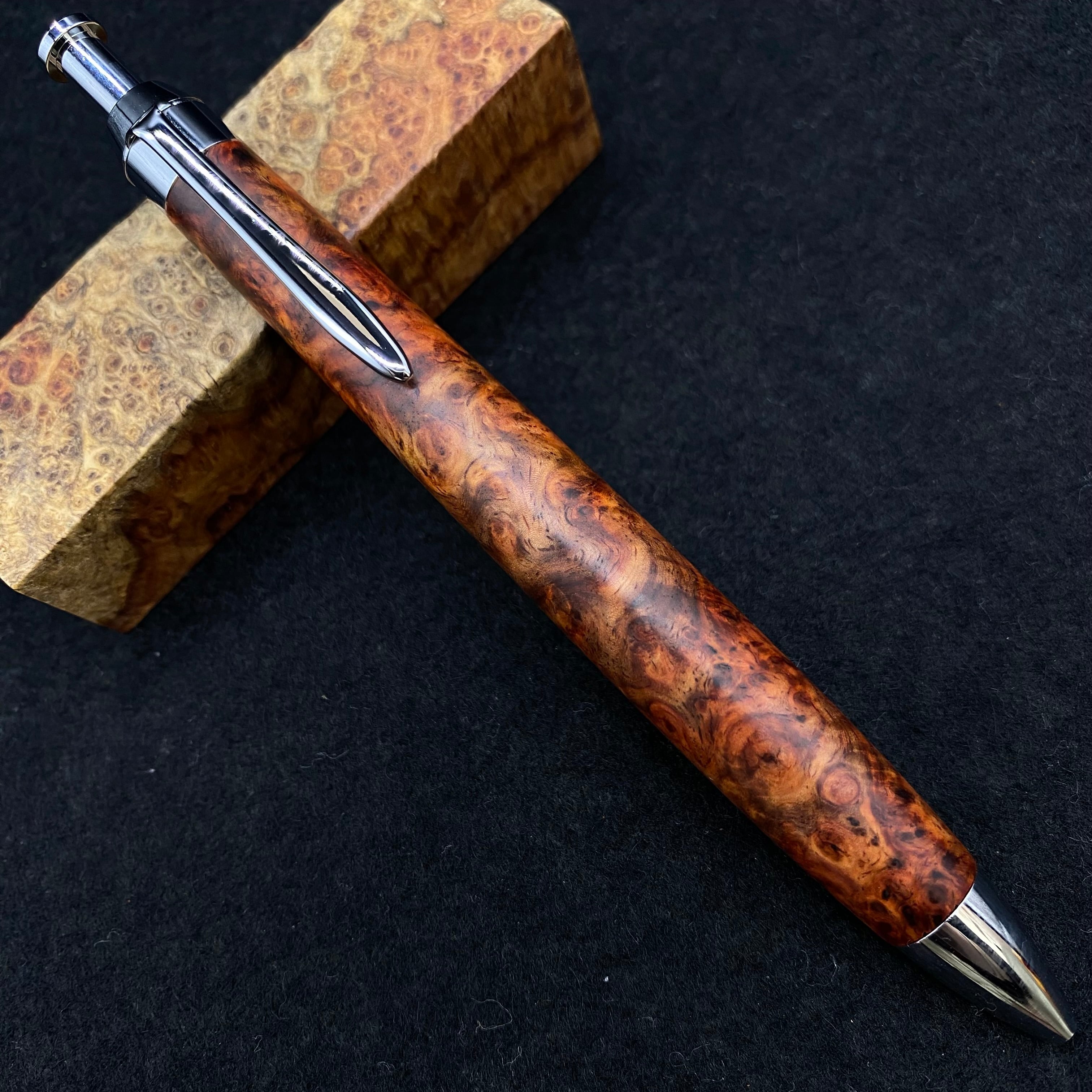 極上杢 アンボイナバール】木軸ペン 三神シャープ1000 / 三神ボール  