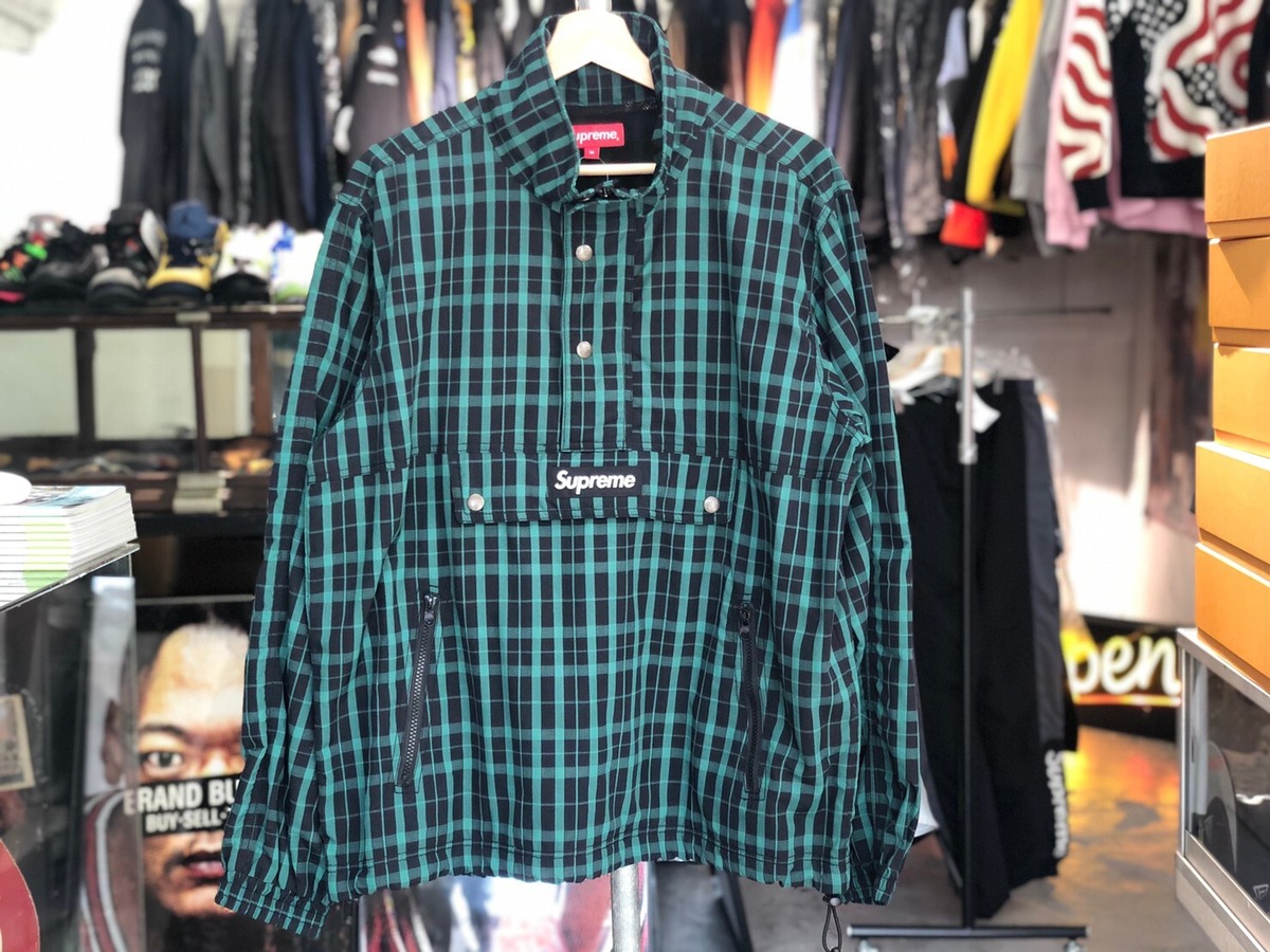 Supreme NYLON PLAID PULLOVER GREEN MEDIUM IL2308 | BRAND BUYERS OSAKA