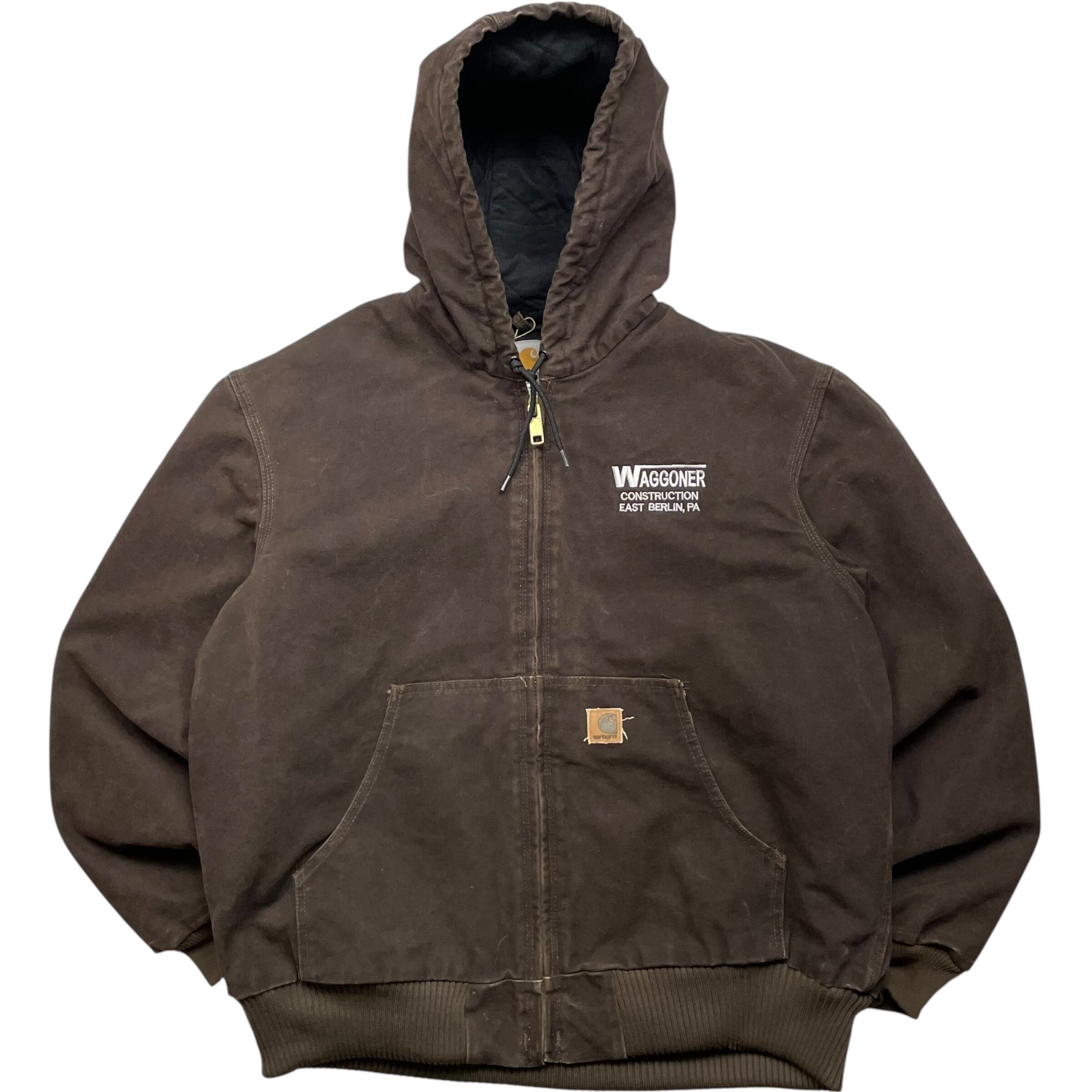 《L》 Carhartt カーハート アクティブジャケット ダックジャケット ワンポイント 刺繍 ダークブラウン キルティング no.8979