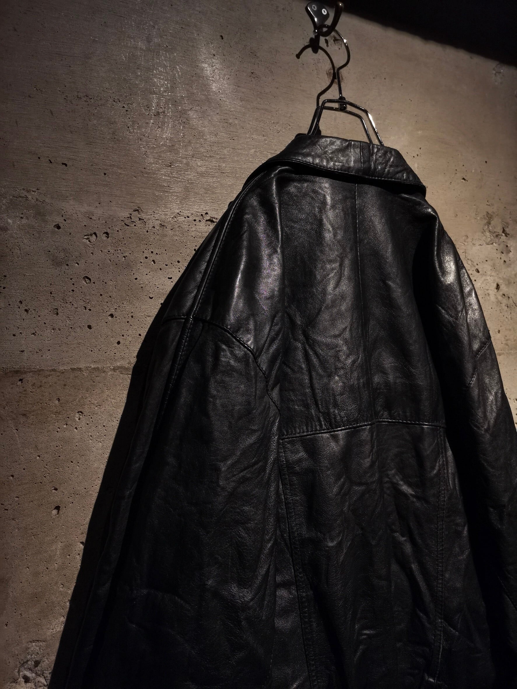 Caka】Black Color Vintage Short Length Leather Jacket | Caka(カカ