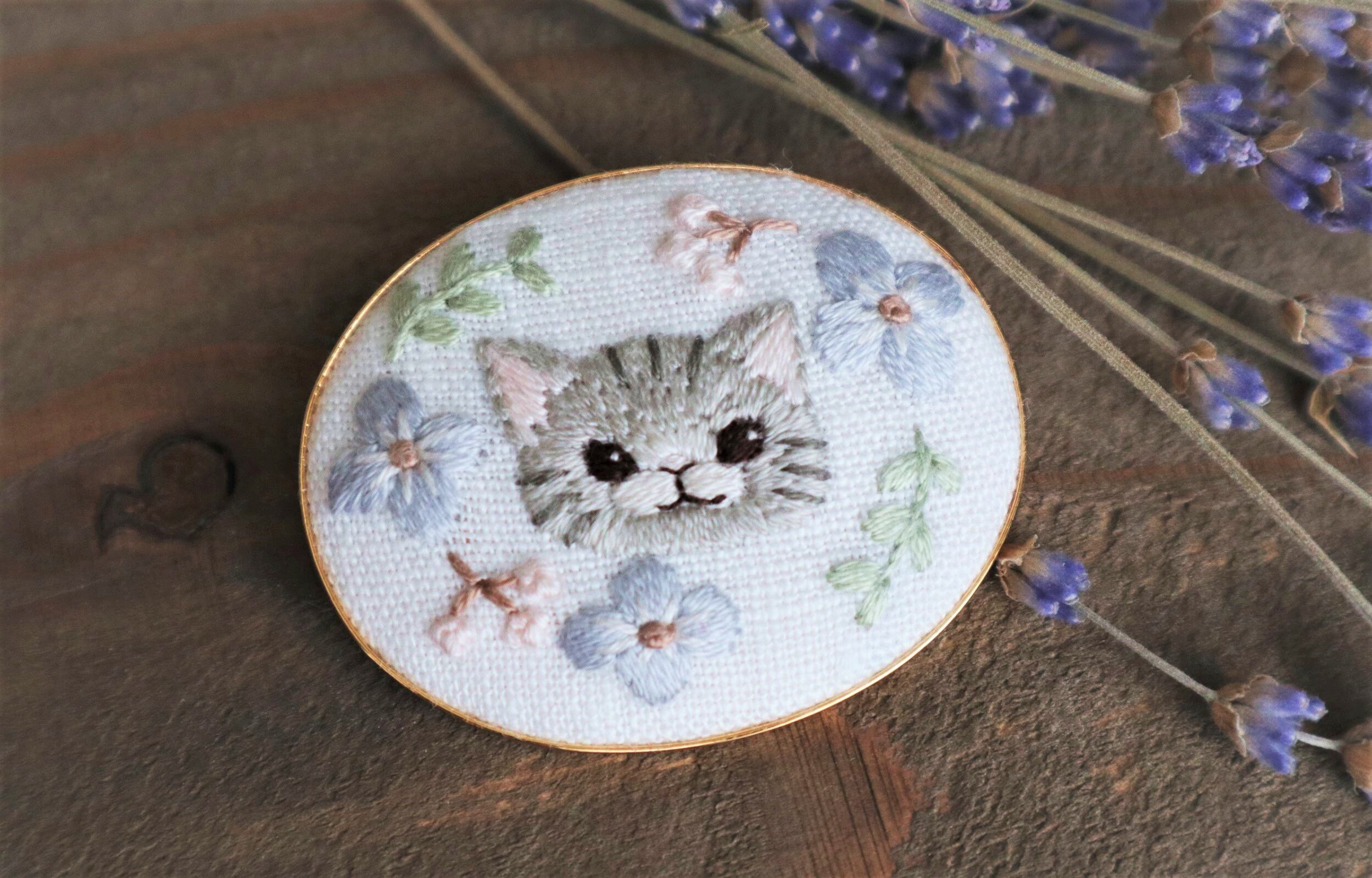 データダウンロード版刺繍図案 #6ネコさんの刺繍 おまけ図案付き データダウンロード版刺繍図案 #6ネコさんの刺繍 おまけ図案付き