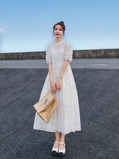 ギャザーロングワンピース D1330