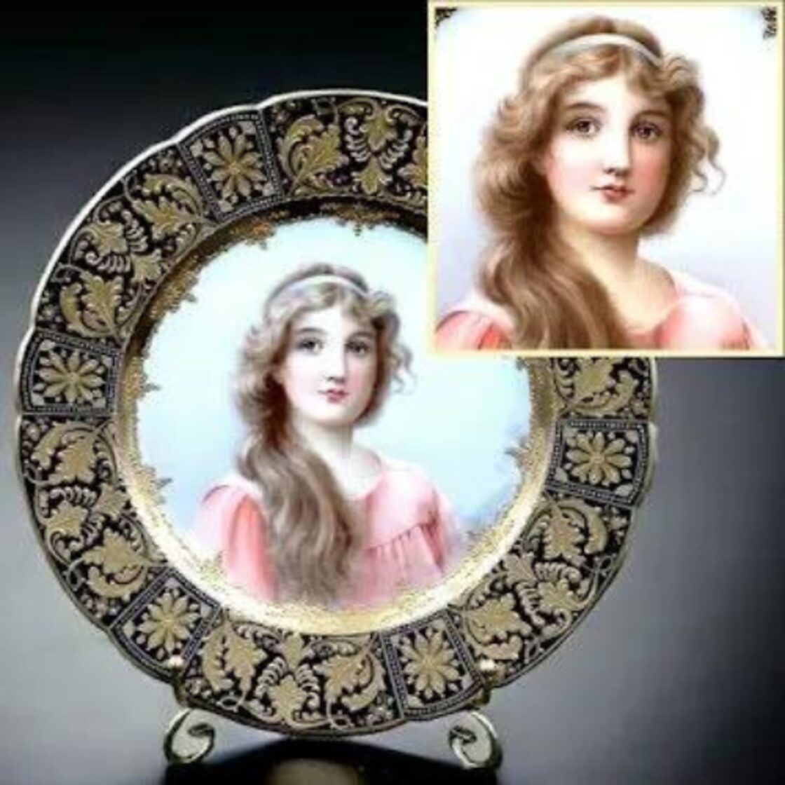 19世紀 美少女画【 ドイツ名窯 ロイヤルヴィエナ ワーグナー作