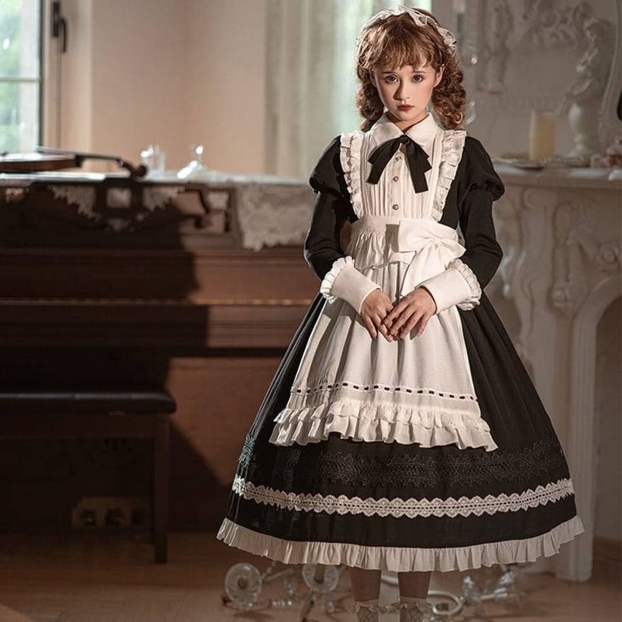 ロリータファッション メイド服 ロング クラシカル ヴィクトリアン風