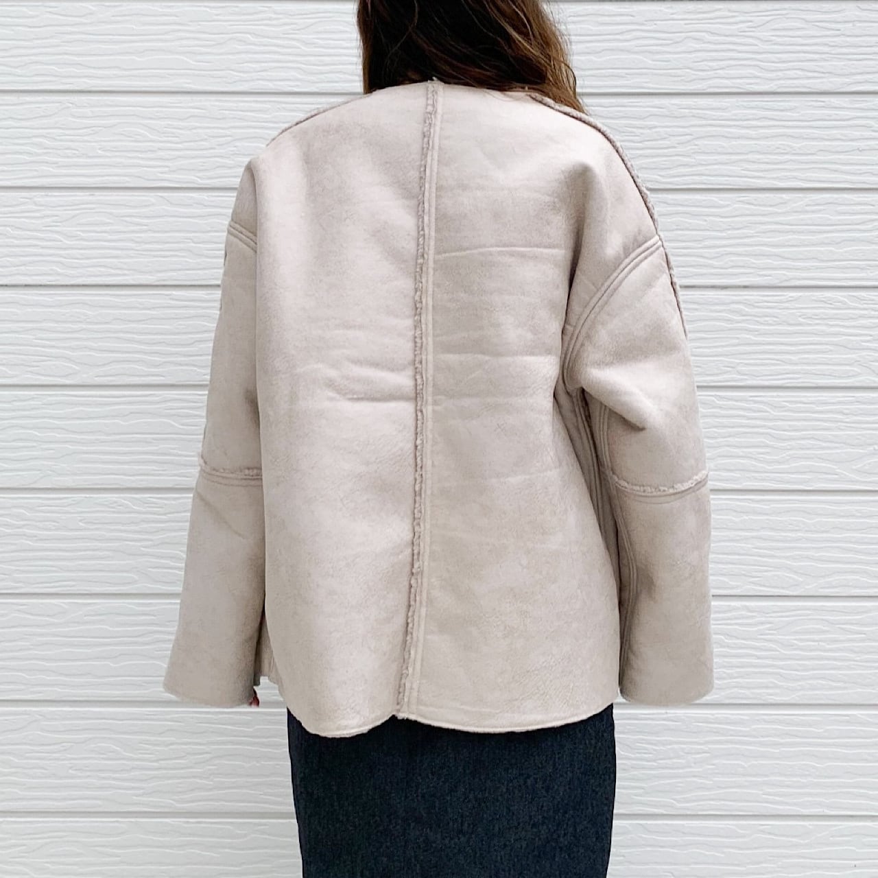 フェイクムートンリバーシブルブルゾン | Q♡