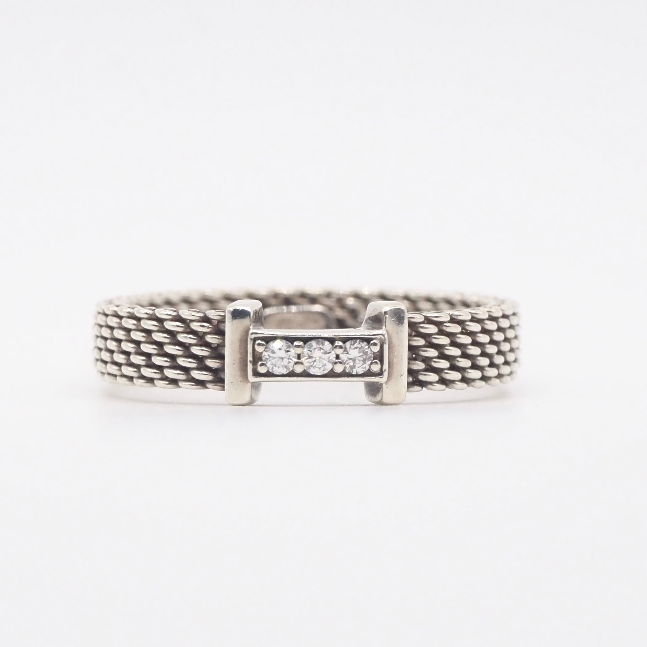 Tiffany&Co. 約13号 サマセット 3Pダイヤ リング シルバー925 ティファニー
