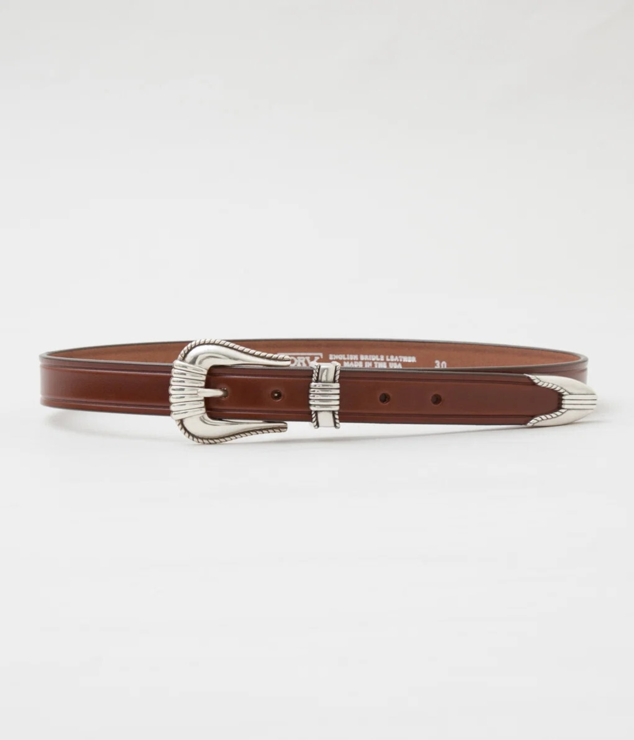 TORY LEATHER / 1 inch "3 -Piece Silver Buckle Belt(OAKBARK/NICKEL)