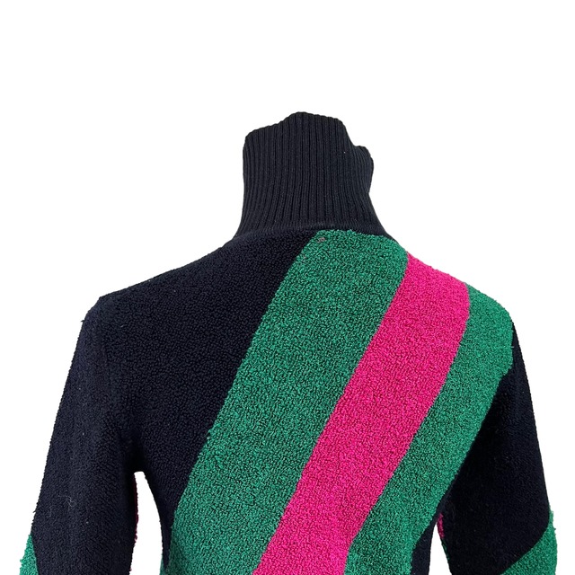【1970s】ビンテージ　ハイネック　デザイン　パイルニットセーター