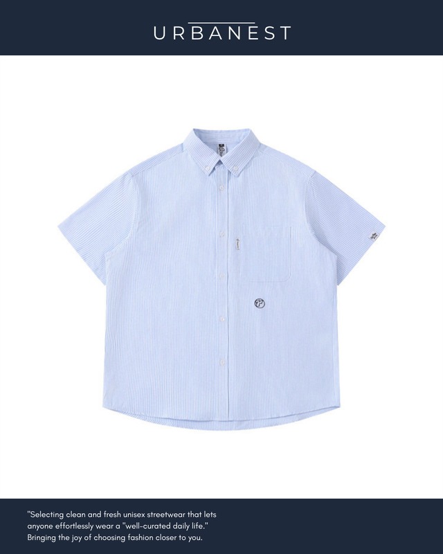 【URBANEST】ボタンダウンワンポイントストライプシャツ UN0006
