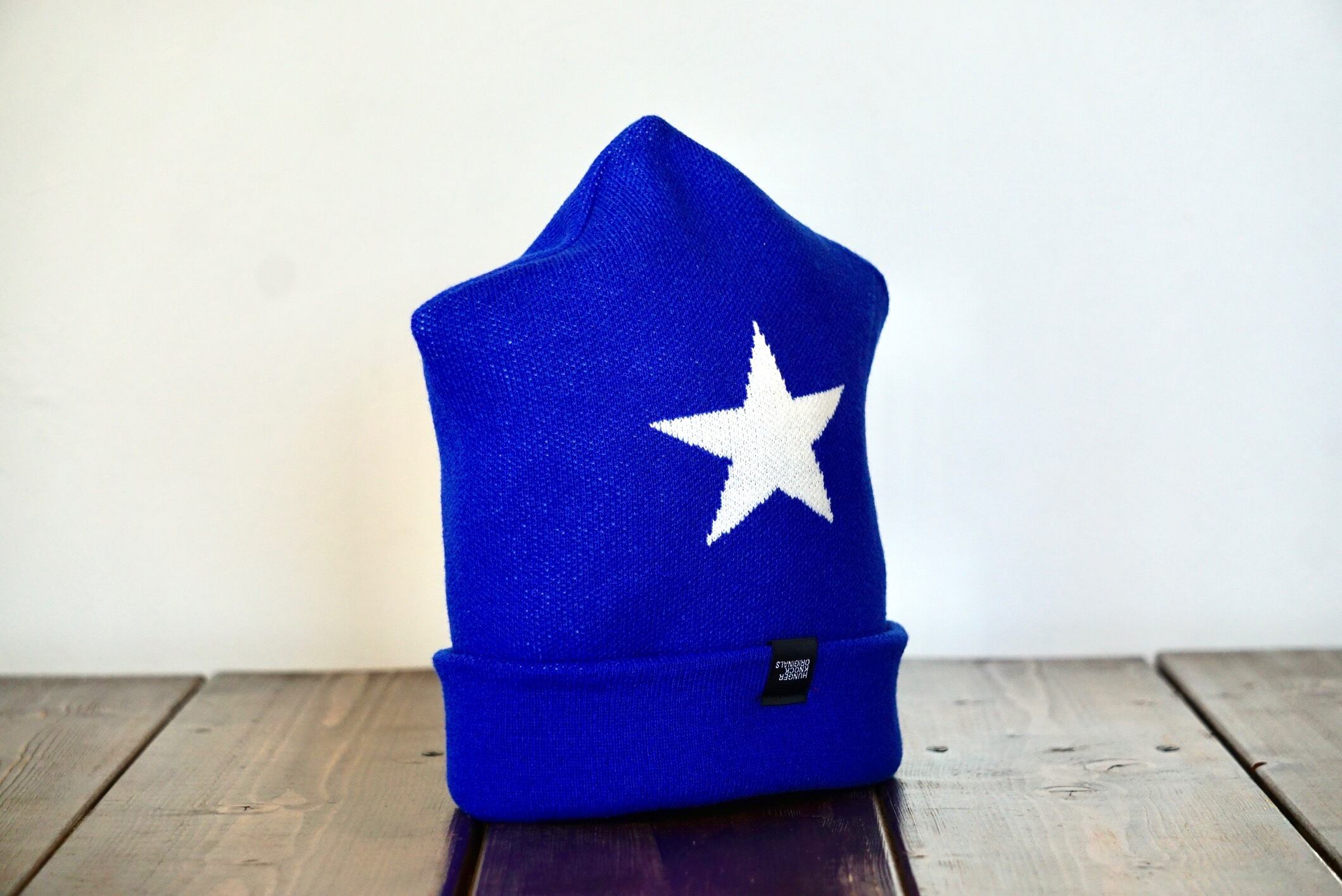 イカ帽ニットロング　ブルー