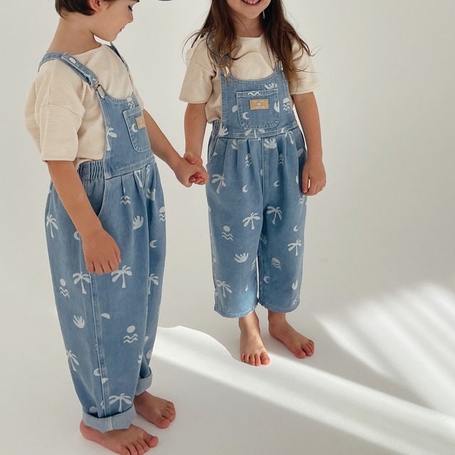 【TWIN COLLECTIVE×bamlovesboo】Bowie Bubble Overall - Cali Print Demim