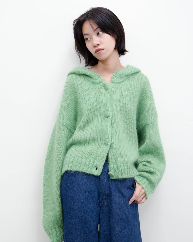 1990s wide silhouette mohair knit hoodie