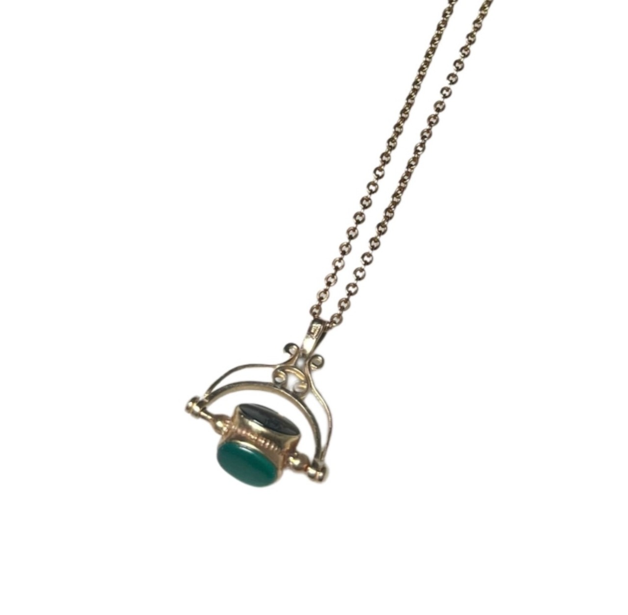 vintage c1991 9ct gold swibel seal pendant necklace