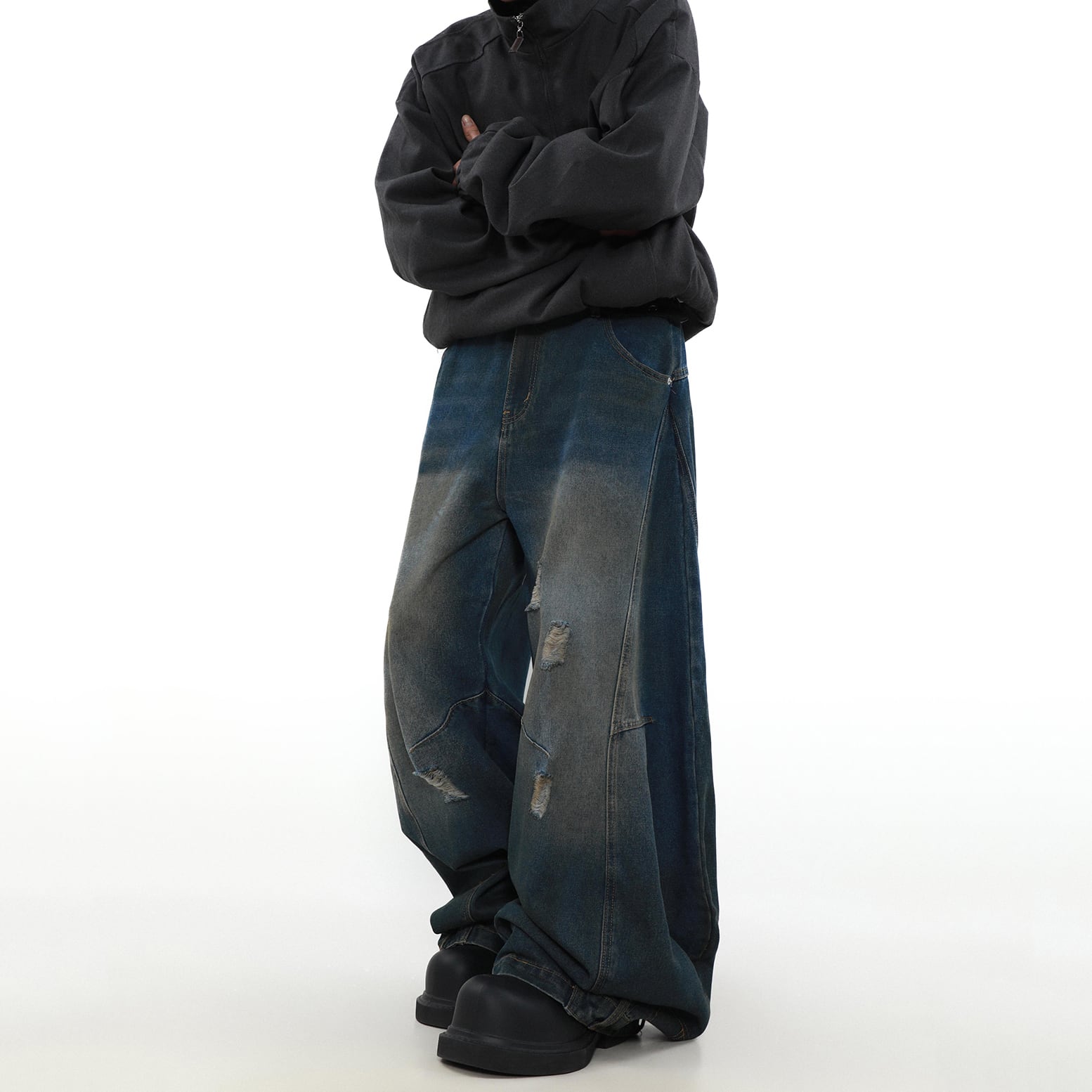 MRNEARLYビッグシルエットダメージデニムパンツ | mblueshop