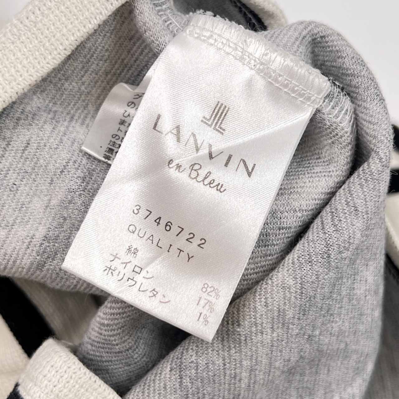 LANVIN en Bleu ランバンオンブルー ボーダー デザイン 半袖シャツ カットソー 38/ホワイト×ブラック レディース