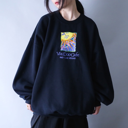 "刺繍" psychedelic art box design XXL over silhouette sweatshirt