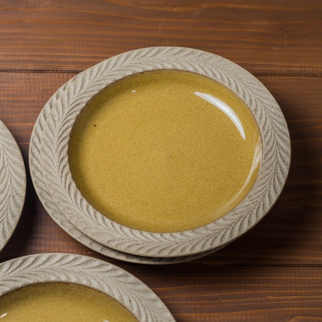 ロリエ リムプレート大 EMU/ye（パスタ皿・7寸皿）／祐山窯（正陶苑）