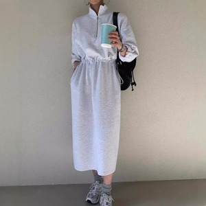 ハーフジップアップロングスウェットワンピース 00221