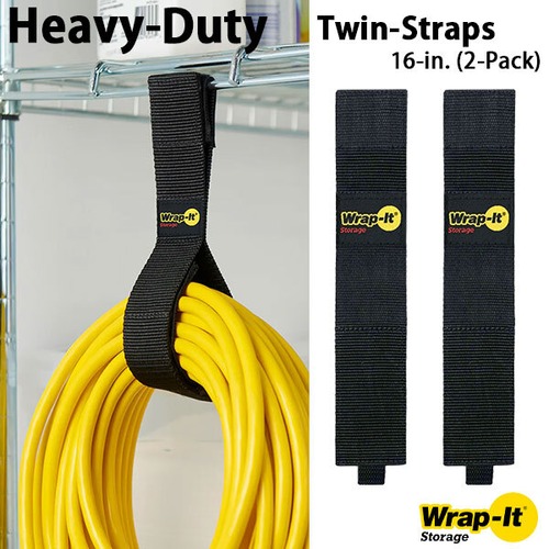 Heavy-Duty Twin Straps 16×2in 2-Pack ヘビーデューティー ツインストラップ 16インチ 2本セット 吊下げ 収納 丈夫 Wrap-it Storage